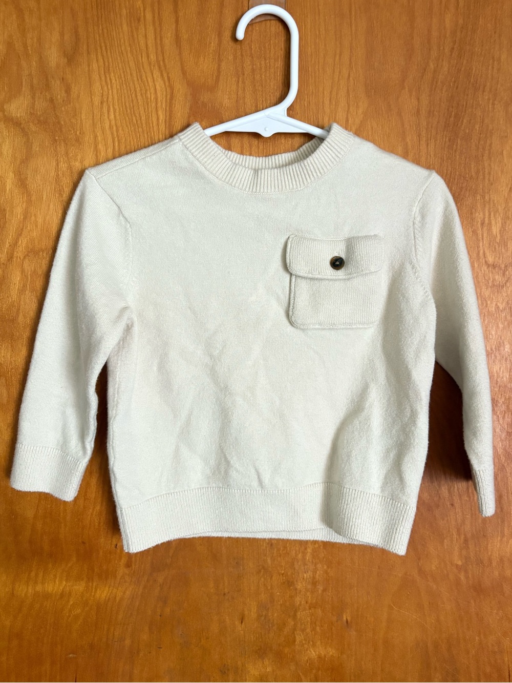 Cream Knit Sweater with Front Pocket, Old Navy, 18-24 month